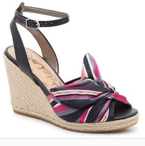 Sam Edelman Navy and Pink Wedge Sandals